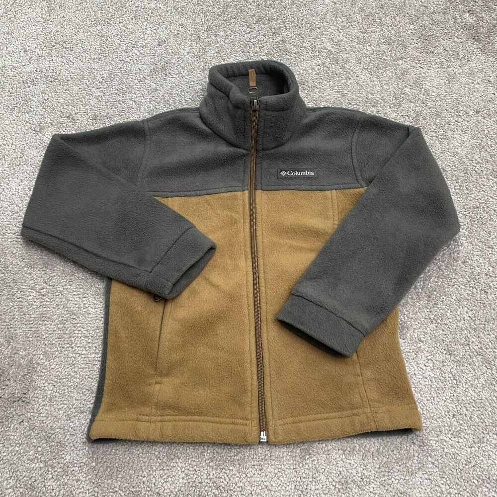 Columbia Steens Mountain Fleece Jacket Boys XXS Brown Gray Full Zip Outdoor Hike